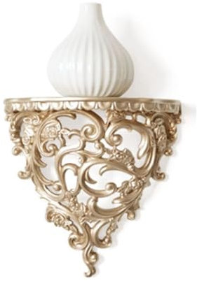 HAOHIZE Vintage Gold Antique Wall Shelf, European Ornate Floating Rack for Bedroom, Bathroom and Kitchen Decor