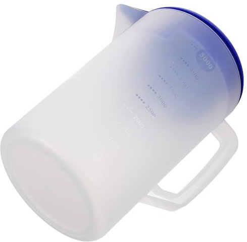 Cabilock Pichet de 5l en Plastique Givré avec Graduation, Grosse Capacité, Poignée Ergonomique, avec Couvercle Anti-poussière, pour Boissons Froides en Restauration Cuisine Professionnelle