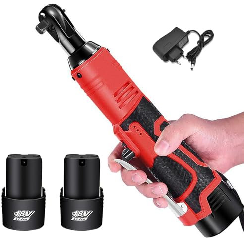 Qawner Clé à Cliquet Sans Fil 3/8'' 18 V, Clé à Cliquet Électrique 60N.m 280RPM, Batteries 2 x 1500mAh, LED Lampe, Étendue