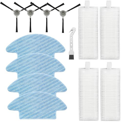 DianSung Accesorios para Lefant M210P M210 M210S M210B M213 M213S M2, para OKP Life K2 K3 K3A K4 K5 Robot Aspirador Pieza de Repuesto, 4 paño de fregona + 4 Cepillos Laterales + 4 Filtros