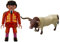 AMBIENTS ARTESANIA Set de Juego Taurino: Torero Playmobil Rojo y Oro +Toro de Juguete de Resina - Hecho a Mano