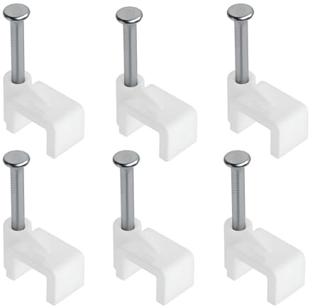REULIN Cable Clips for Outdoor and Indoor Use, Wire Management Clips (White, 7mm - Flat)