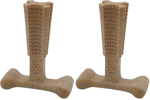 Aimé Jouet à Mâcher pour Chien Moyens et Grands au Poulet 14 cm, Os en Fibres de Bambou et Nylon,Jouet Chien Qui Favorise l'Hygiène Bucco-Dentaire (Lot de 2)