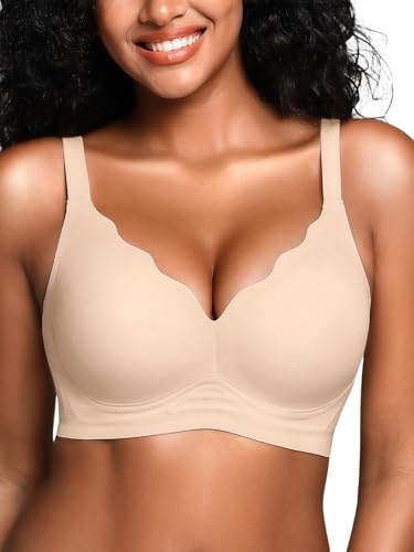 Cuteio Wireless Jelly Bras for Women No Underwire with Support Skin L