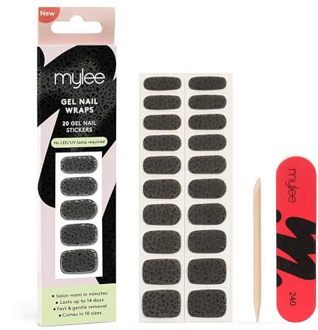 Mylee Gel Nail Wraps [Wild at Heart] – 10 Pre-Cured Gel Stickers for Instant Mani – No Lamp Needed, Chip-Resistant, Glossy Finish, Lasts Up to 14 Days – Easy to Apply, Vegan & Cruelty-Free
