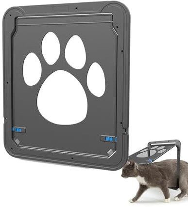 Gatera para Gatos, Puerta para Gato con Cierre De 4 Vías, Puerta Corredera De Seguridad para Mascotas, Puertas De Gato Silenciosa para Puertas Interior Y Exterior, Paredes, Ventana