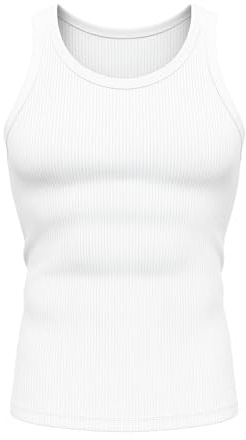 Unterhemd Herren Baumwolle, Feinripp Tank Top, Sport T-Shirt, Ärmelloses Muskelshirt, Fitness Shirt, Tanktop schwarz weiß