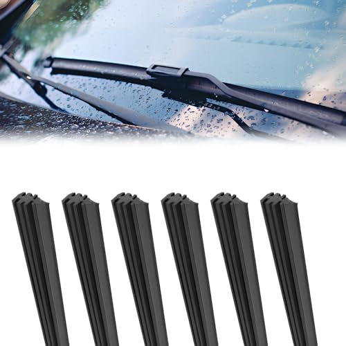 6PCS Balais D'essuie-Glace, Caoutchouc Gomme D'essuie-Glace Découpables Remplacement pour Pare-Brise Compatible avec Tous Les Essuie-Glaces Avant Arrière Pluie Voiture Essuie-Glac 800 mm
