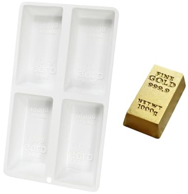 BUBEFSKD Fondant Schokoladenform Gold Ziegelform Silikon Mousses Kuchen Dekoration Werkzeug Kerze Seife Leicht Zum Reinigen Von Goldenem Ziegel Silikonform Dessertform Für Kerze