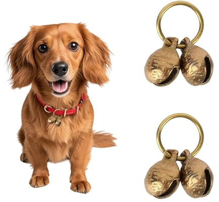 Penitue Campanelli per Cani Rame Extra Rumorosi, Campanelli Collari Animali Domestici Ottone 18mm con Ciondolo con Ciondolo Vintage Cani Piccola Taglia Gatti Accessori Sicurezza Monitoraggio