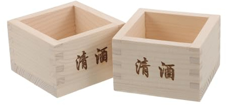 WATIIFUFU 2Er-Set Masu-Sake-Box Aus Holz Japanische Sake-Becherbox Quadratischer -Masu-Becher Für Sushi-Restaurants Familienfeiern Partys Und Zuhause 3.07X3.07X1.97in