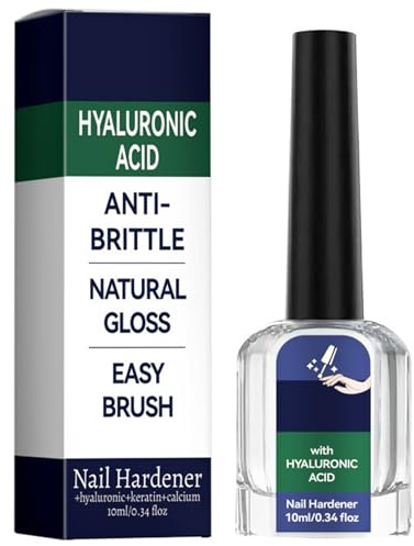 Hyaluronic Acid Nail Hardener - 10ml Steel Nail Hyaluronic Acid, Weak Nails with Keratin & Calcium, Fast-Drying Clear Formula, Steel Hardener with