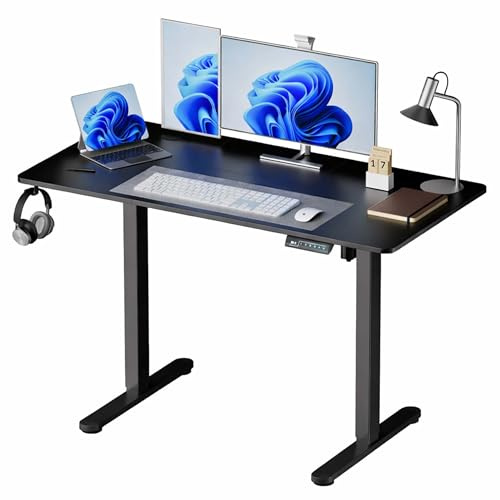 Relaxdays höhenverstellbarer Schreibtisch, elektrisch, Stehtisch Display, HBT: 120x160x60 cm, Metall, Holzoptik, schwarz