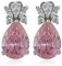RIZILIA Teardrop Perno Orecchini Traforati Con Taglio Pera CZ [Simulata Zaffiro Rosa] In Placcato In Oro Bianco, Semplice Ed Elegante Moderno
