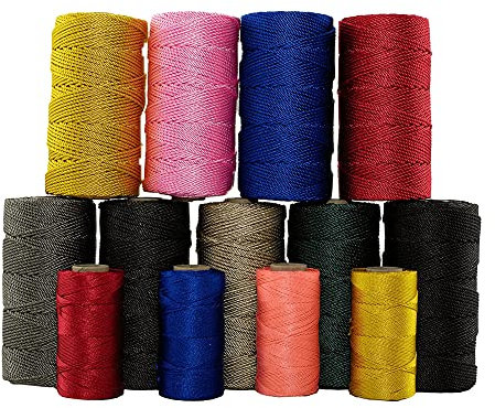 SGT KNOTS Rosary Twine (#9 or #36) - 3 Strand Twisted Nylon String Crafting Twine - Easy to Work with, Soft, Holds Knots, Heavy Duty String for Rosaries, & Gardening (Yellow, #36-486 feet)