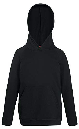 Fruit of the Loom Childrens Unisex Lightweight Hooded Sweatshirt/Hoodie (5-6) (Black)