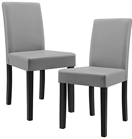 [en.casa] Esszimmerstühle Hamburg 2er Set Küchenstühle Kunstleder Polsterstuhl 89 x 43 x 54 cm Holzbeine Hellgrau