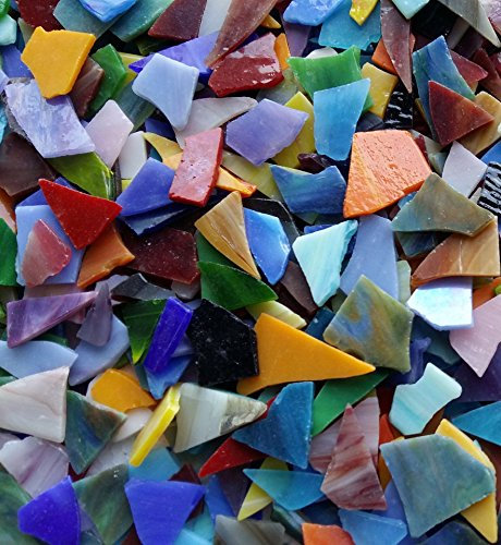 Lanyani Pezzi di mosaici di vetro colorato, colori e forme assortiti, 1 kg