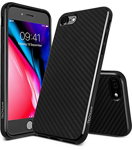 TECHGEAR iPhone SE 2022/2020 CarbonFi Case - Flexible Shockproof Slim Soft TPU Protect Cover with Carbon Fibre Design Compatible with iPhone SE 2nd / 3rd Gen, iPhone 8/7
