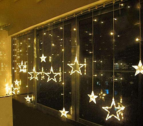 LED Lichterkette Sterne für Weihnachten Innen Fenster mit Timer 31V Lichterketten Warmweiß 8 Modi Weihnachtsbeleuchtung Außen Dekoration IP44 Lichtervorhang 2,3Mx1M