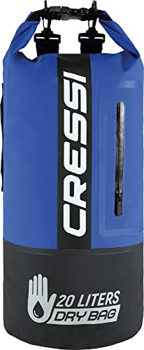 Cressi Unisex – Erwachsene Dry Bag Premium 20LT Bicolor Wasserdichte Tasche/Rucksack für sportliche Aktivitäten, Schwarz/Blau, 20 LT