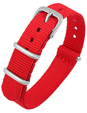 Excellanc-Uhrenarmband Ersatz Textil Dornschließe Breite 14-22 mm (Stegbreite: 18 mm, rot)
