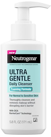 Neutrogena Ultra Gentle Foaming Facial Cleanser, Foaming Face Wash for Sensitive Skin, Gently Cleanses Away Dirt, Oil & Makeup Without Over Drying, Fragrance-Free, 5.8 fl. oz