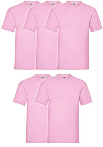 Fruit of the Loom Valueweight, Confezione da 5 magliette a maniche corte, Rosa, M