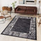 TAPISO Dream Teppich Wohnzimmer Modern Kurzflor Grau Schwarz Creme Afrika Jaguar Zebra Tiermotiv Meliert Bordüre Schlafzimmer ÖKOTEX 120 x 170 cm