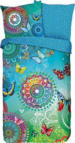 HIP Wendebettwäsche Mystic Satin türkis Größe 200x200 cm (80x80 cm)