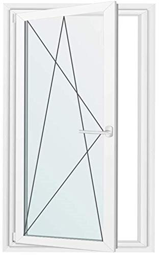 Balkontüren Kunststoff Weiß - 3-Fach Verglasung BxH: 800 x 1800 mm - 80 x 180 cm - 58 mm Profil - Funktion Dreh Kipp - Premium Terrassentür - DIN Links