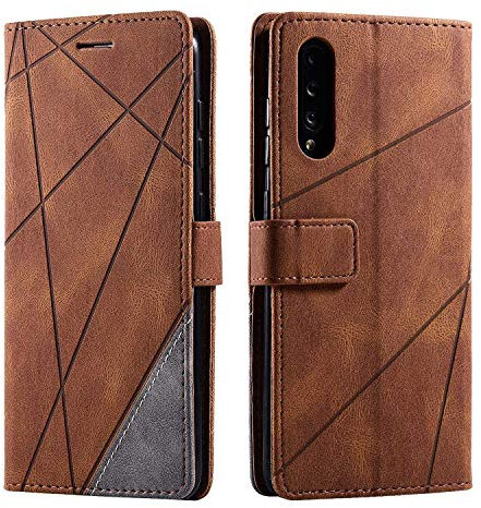 SONWO Hülle für Samsung Galaxy A70, Premium Leder PU Handyhülle Flip Case Wallet Silikon Bumper Schutzhülle Klapphülle für Galaxy A70, Braun