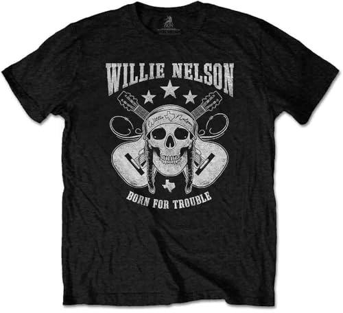 Willie Nelson T Shirt Skull Logo Neu Offiziell Herren Schwarz, Schwarz, XXL