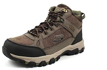 Skechers Selmen Melano, Stivali da escursionismo Uomo, Pelle Di Cioccolato W Mesh, 42 EU