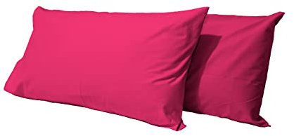 Jenny Sesal - Federe in Cotone Tinta Unita - Confezione da 2 con Chiusura a Busta - Morbidissime e Piacevoli al tatto - Dimensioni Perfette (Fucsia)