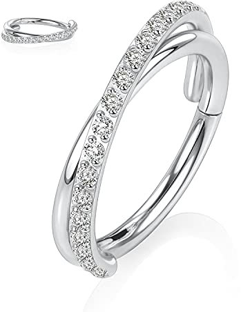 16G Conch Hoop Ring Helix Ohrringe Septum Clicker Knorpel Daith Ring Chirurgenstahl 10mm Verdrehte Form Tragus Rook Ohrringe Septum Schmuck Silber Nasenringe Kleine Creolen für Frauen Männer