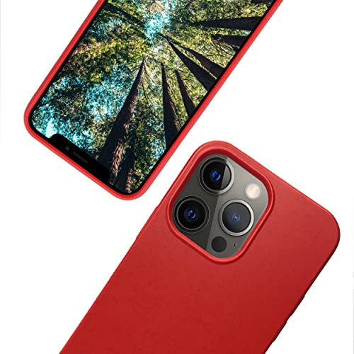 eplanita Eco Mobile Phone Case Compatible with iPhone 13 Pro, Plant Fibre, Drop Protection Cover, Durable and Sustainable (for iPhone 13 Pro, Red)