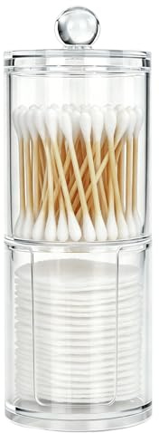 SZXMDKH Set di Organizer per Trucco, Porta Tamponi di Cotone, Contenitore Trasparente in Acrilico per Tamponi di Cotone con Coperchi di Plastica per Batuffoli di Cotone e Tamponi
