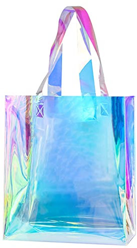 TULEBOLIAN Weihnachtsdekoration-Durchsichtige Tragetasche,Holografische,Regenbogenfarbene,Schillernde Handtasche,Ideal FüR Sportspiele,Arbeit,Reisen,Stadien FüR Konzerte,32.5 * 37.5 * 7.5 Cm