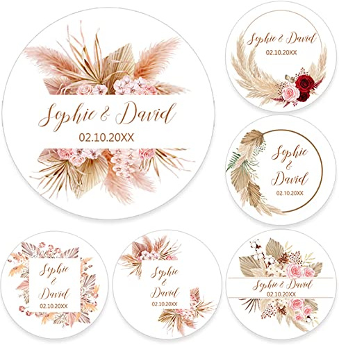 100 Pcs Étiquette autocollante personnalisée en forme carrée/tour, décor de scellage, pour anniversaire, baptême, mariage (rond,6 cm)