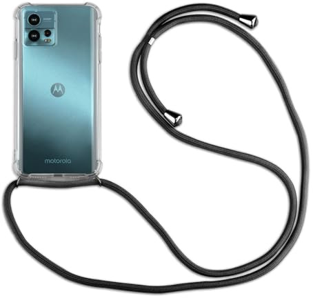 betterfon Hülle Kompatibel mit Motorola Moto G72 | Handykette Smartphone Halskette Hülle mit Band | Handyhülle mit Kordel zum Umhängen Kompatibel für Moto G72 | Schwarz