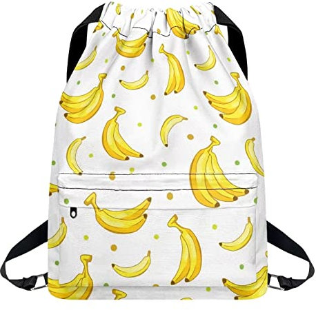 NETILGEN Kordelzug-Turnrucksack, große Kapazität, Yoga-Taschen, tragbare Büchertasche, Arbeitstasche, Geschenke für Männer, Frauen, Kinder zum Schwimmen, Klettern, Wandern, banane