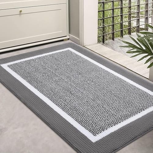 Homaxy Door Mats Indoor, 80 X 120 cm, Non Slip Dirt Trapper Machine Washable Soft Doormats, Super Absorbent Floor Mat for Front Back Door, Pets and Dogs, Grey