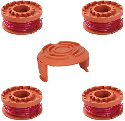 5 Pièces Fil Coupe Bordure Compatible avec Coupe Bordure WORX,Ø 1,65mm & 3m Bobine Fil Coupe Bordure,Ligne de Bobine de Coupe de Remplacement et Capuchon de Protection(4 Fil Coupe Bordure,1 Couvercle)
