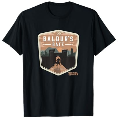 Dungeons & Dragons T-Shirt Officiellement Licencié - Homme - Noir - Size S - Manche Courte - Coupe Classique - Col Rond - Logo Baldur's Gate Forgotten Realms