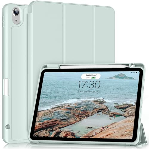Funda ZKTUYU para iPad Air 5/iPad Air 4 Generación, iPad Air 2022/2020 de 10,9 pulgadas, con Soporte para Lápiz, Compatible con Carga del Lápiz 2, Verde