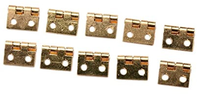 10Pcs Brass Plated Mini Hinge Small Decorative Jewelry Wooden Box Cabinet Door Hinges with Nails Dollhouse