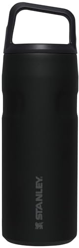 Stanley IceFlow Kappe und Tragetasche – leicht, auslaufsicher und isoliert für maximale Kälterückhaltung – nachhaltiger 90% recycelter Edelstahl, Schwarz, 473 ml