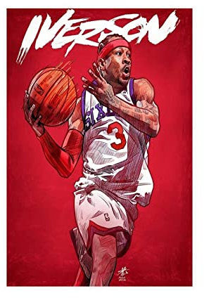 GUyfam Basketballspieler Allen Iverson Poster Sportposter (7) Leinwand Poster Schlafzimmer Dekor Sport Landschaft Büro Zimmer Dekor Geschenk 30 x 45 cm