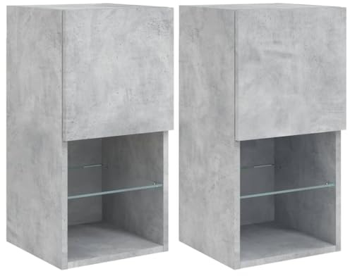 vidaXL TV-Schränke mit LED-Leuchten 2 STK. Betongrau 30,5x30x60 cm